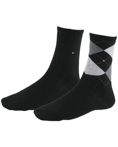 Tommy Hilfiger 2 Pack - S Clothing - Ladies Socks - Ankle Socks - Signature Embroidered Logo - Black