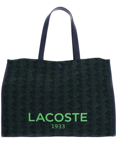 Lacoste Heritage Jacquard Shopping Bag Mono Marine 166 Vert 132 - Zwart