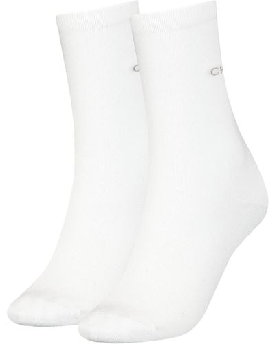 Calvin Klein Flat Knit Crew Socks Confezione da 2 Calzini Classici - Bianco