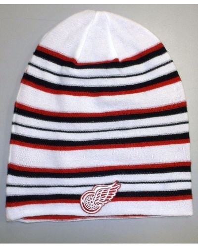 Reebok Nhl Detroit Red Wings Long Reversible Knit Beanie - White-red