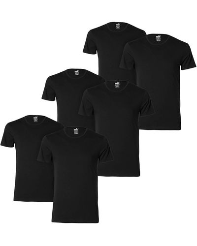 PUMA T-Shirt Basic Crew Regular Fit 6er Multipack S M L XL Schwarz Weiss 100% Baumwolle