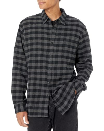 Amazon Essentials Slim-fit Long-sleeved Plaid Flannel Shirt - Grey