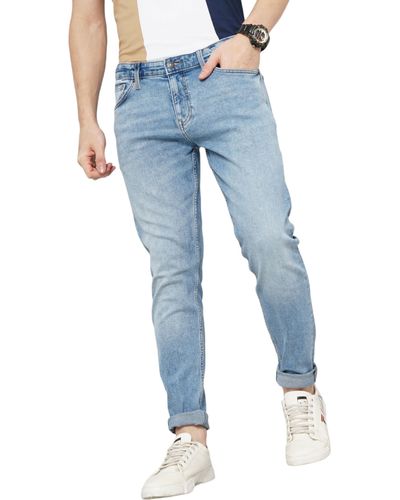 Celio* Jeans da uomo in denim twill di cotone tinta unita skinny fit blu