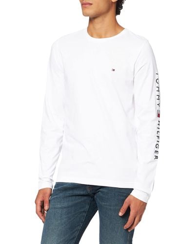 Tommy Hilfiger T-Shirt ches Longues Tommy Logo Coton - Blanc