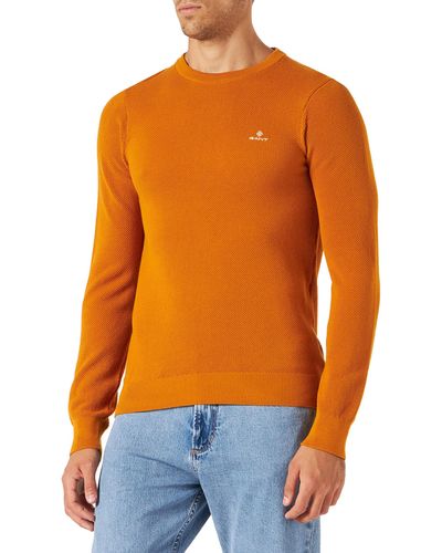 GANT Cotton Pique C-Neck Pullover - Orange