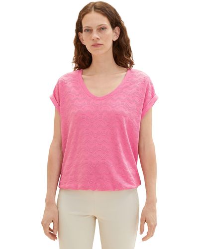 Tom Tailor Loose Fit T-Shirt mit elastischem Saum - Pink