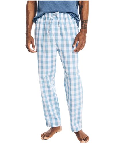 Nautica Soft Woven 100% Cotton Elastic Waistband Sleep Pant Pajama Bottoms - Blau