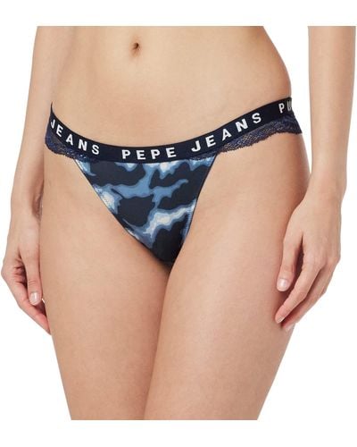 Pepe Jeans Camo Thong sous-vêtement de Style Bikini - Bleu