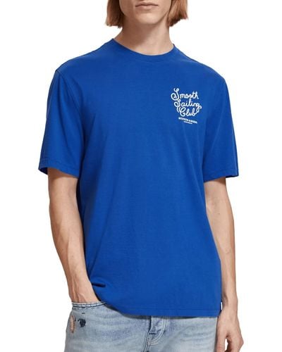 Scotch & Soda Left Chest Artwork T-Shirt - Blu