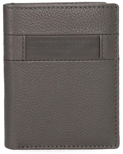 Pepe Jeans Checkbox Vertical Wallet With Purse Grey 8.5 X 10.5 X 1 Cm Leather
