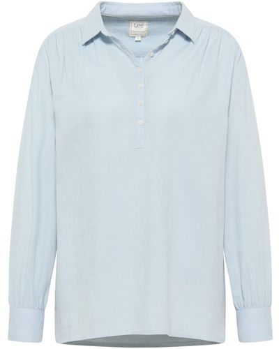 Lee Jeans Pintucked Relaxed Blouse Shirt - Blau