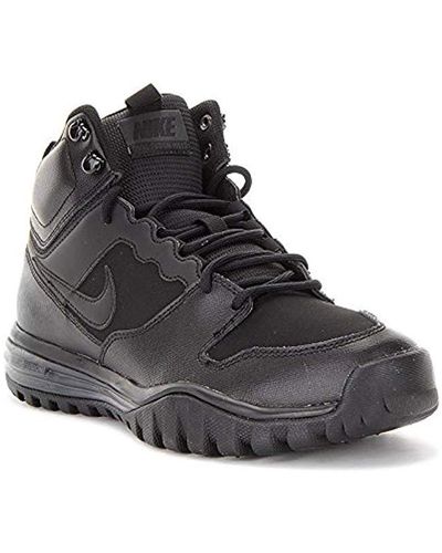 Nike Dual Fusion Hills Mid Leather Low Rise Hiking Boots - Black
