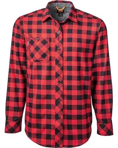 Timberland Woodfort-Camisa de Trabajo de Franela de Peso Medio Delantal Abotonado de utilidades - Rojo