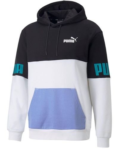 PUMA Sweatshirt Merk Model Power Colorblock Hoodie Fl - Blauw