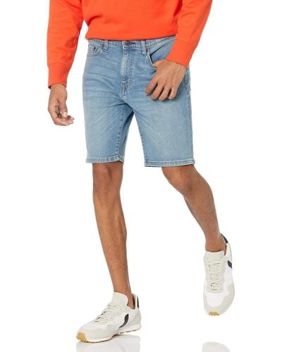 Amazon Essentials Pantalón Corto Ajustado en Tejido Denim con Entrepierna de 22,8 cm Hombre - Azul
