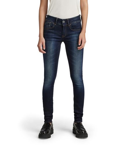 G-Star RAW Lynn Mid Waist Skinny Jeans - Blue