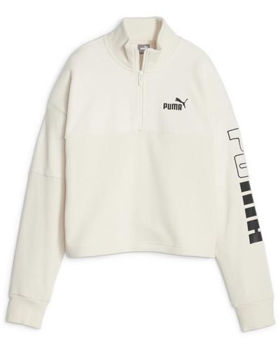 PUMA Womens Power Colorblock Quarter Zip Jacket Casual - Off White, Off-white, S