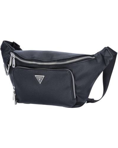 Guess Milano Maxi Bum Bag With Front Pocket Black - Blauw