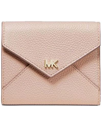 Michael Kors Michael Two-tone Pebbled Leather Envelope Wallet Soft Pink/fawn