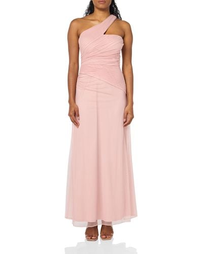 DKNY Tulle One Shoulder Sleeveless Dress - Pink
