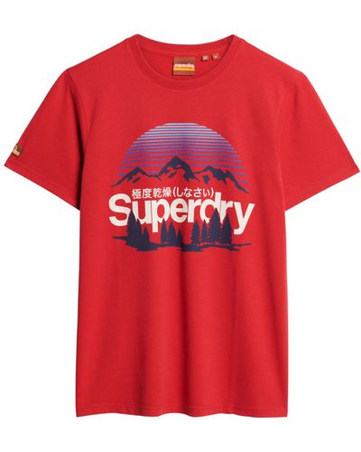 Superdry Great Outdoors T-Shirt mit Grafik Ferra Rot Meliert M