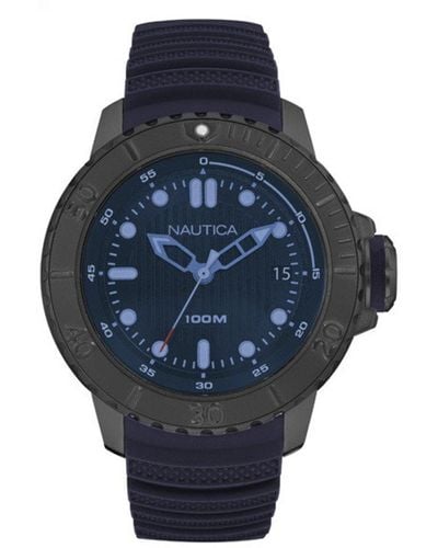 Nautica Analog Quarz Uhr mit Silikon Armband 6.56086E+11 - Blau