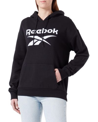 Reebok Pile con Logo Grande Felpa con Cappuccio - Nero