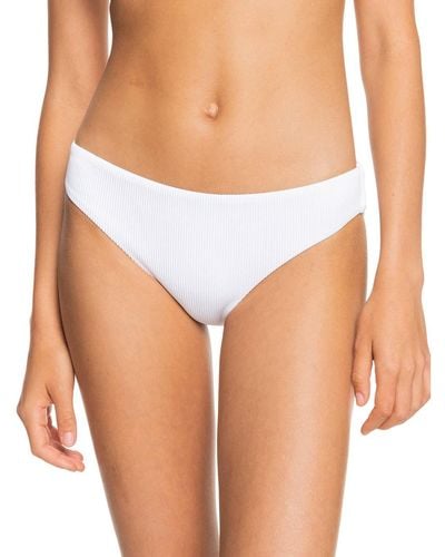 Roxy Standard Ribbed Love The Comber Bikini Bottom - White