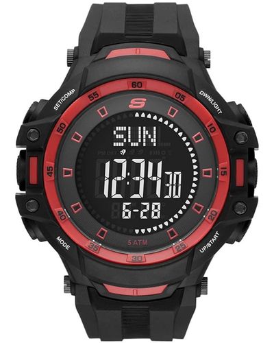 Skechers Ruhland Quartz Plastic En Pu Sport Digitaal Horloge - Zwart