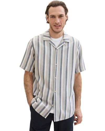 Tom Tailor Regular Fit Kurzarm-Hemd mit Streifen - Weiß