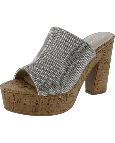 Jessica Simpson S Shelbie 2 Embellished Heels Silver 9.5 Medium - Gray