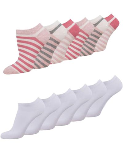 Tom Tailor Bequeme Socken - Socken für den Alltag und Freizeit pink stripes 35-38 - im praktischen 12er - Weiß