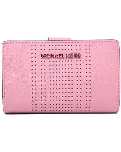 Michael Kors Jet Set Travel Saffiano Leather Bifold Zip Coin Wallet - Pink