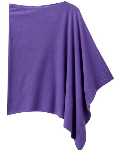Benetton 1235du00t Knitted Ponchos And Capes - Purple