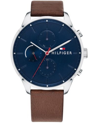 Tommy Hilfiger Analogue Multifunction Quartz Watch For Men With Brown Leather Strap - 1791487