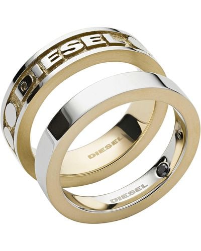 DIESEL Edelstahl silber und goldfarben Ring - Mettallic