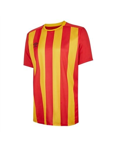 Umbro S Short Sleeve Stripe Jersey T-shirt Vermillion/yellow S - Red