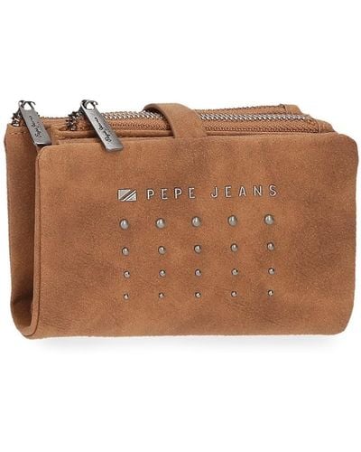 Pepe Jeans Holly Wallet With Card Holder Brown 14.5 X 9 X 2 Cm Faux Leather