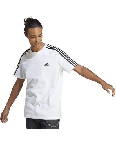 adidas Essentials Single Jersey 3-stripes T-shirt Met Korte Mouwen Voor - Wit