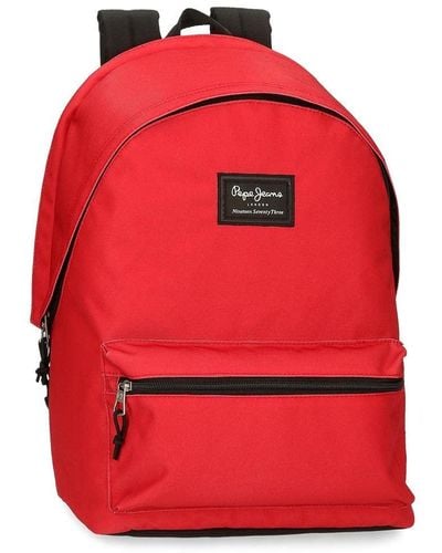 Pepe Jeans Aris Laptop Backpack Double Compartment 15.6" Red 31x44x15cm Polyester 20.46l