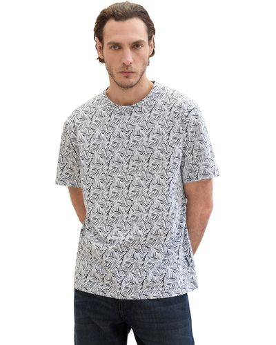 Tom Tailor Basic T-Shirt mit Allover-Print - Grau
