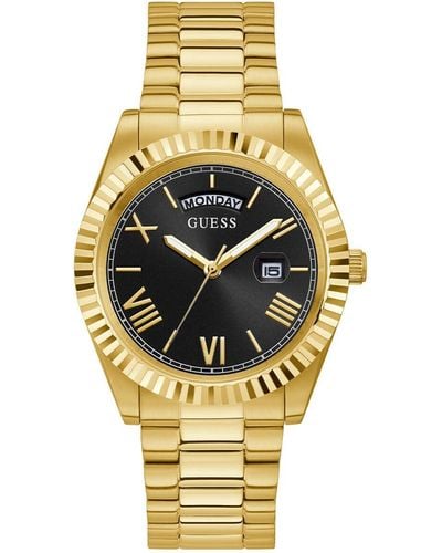 Guess Tone Stainless Steel Case With Black Dial & - Metallic