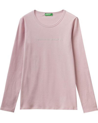 Benetton T-shirt M/l 3ga2e16g0 - Pink