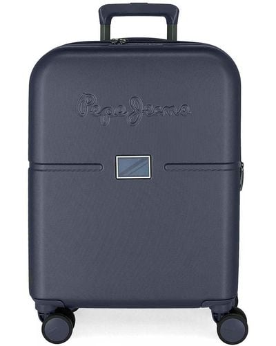 Pepe Jeans Accent Valise Cabine Bleu 40x55x20 cm ABS Rigide Fermeture TSA Intégrée 37L 2.74 kgs 4 Double Roues Bagage à Main Extensible