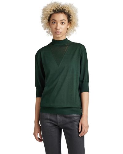 G-Star RAW Core Mock Neck Knitted Pullover - Green