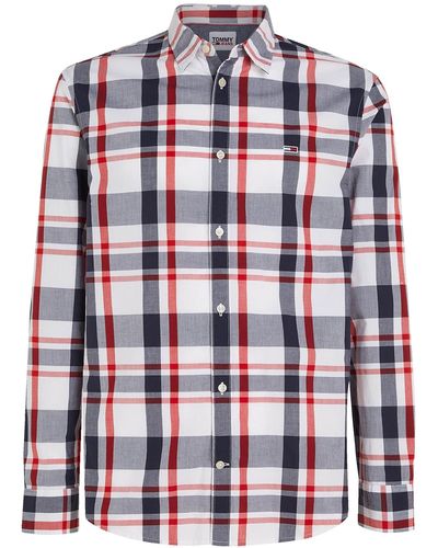 Tommy Hilfiger Camicia da uomo a quadri TJM CLSC Essential Check Shirt - Rosso