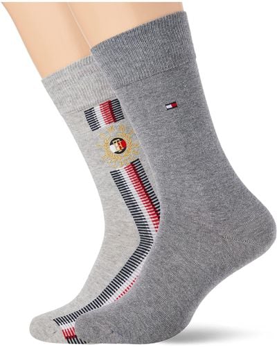 Tommy Hilfiger S Global Ribbon Crest Classic Sock - Grijs