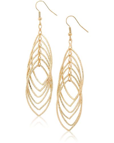 HIKARO Amazon Brand- 14k Gold Plating Indian Style Multi-layer Oval Hoop Earrings Horse Eye Earrings Nightclub Party Dangle Earrings - White
