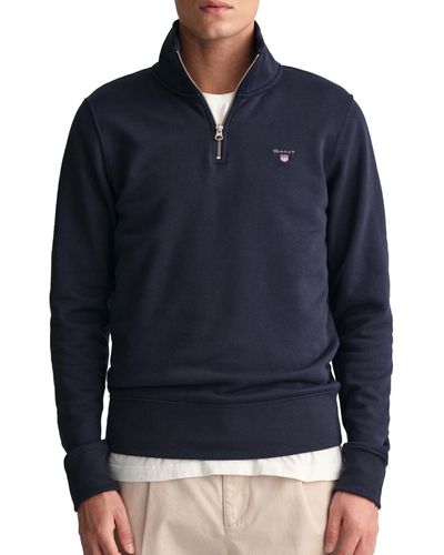 GANT Half Zip Sweat ORIGINAL Pullover MIT KURZEM REIßVERSCHLUSS - Blau