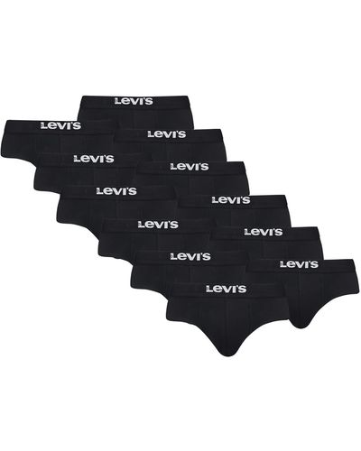 Levi's Solid Basic Lot de 12 slips pour homme en coton biologique - Noir